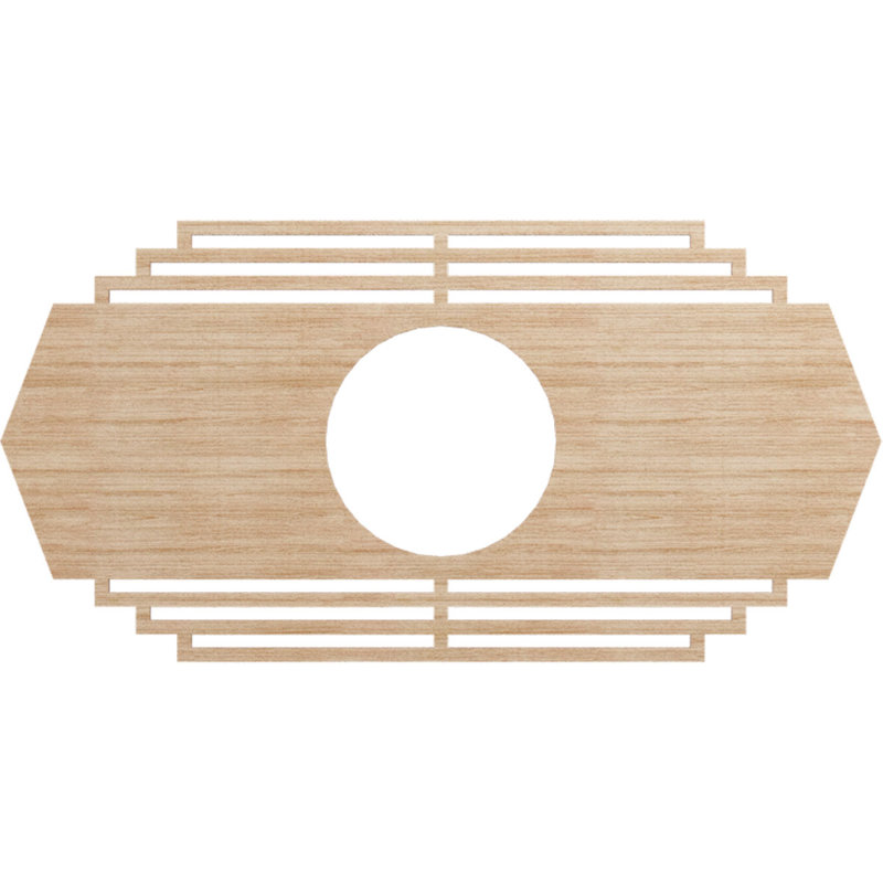 H 18 po x l 9 po x P 4 3/4 po x P 3/8 po, médaillon de plafond en bois ajouré en bois de chêne Chrysler, Aulne