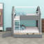 Lit de maison moderne avec tiroirs de rangement, tablettes et conception compacte-386572796