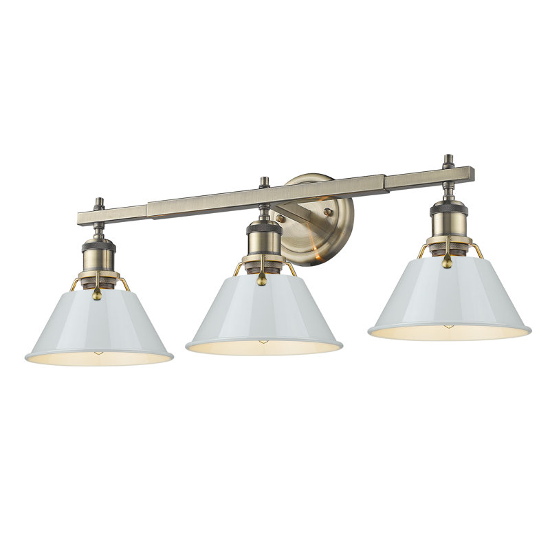 Luminaire à 3 lumières Felda, Laiton vieilli, Bleu sombre