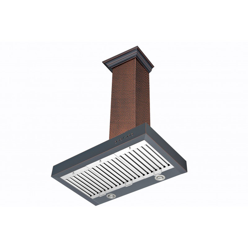 30" 400 CFM Convertible Flush Mount Range Hood, Hand-Hammered Copper