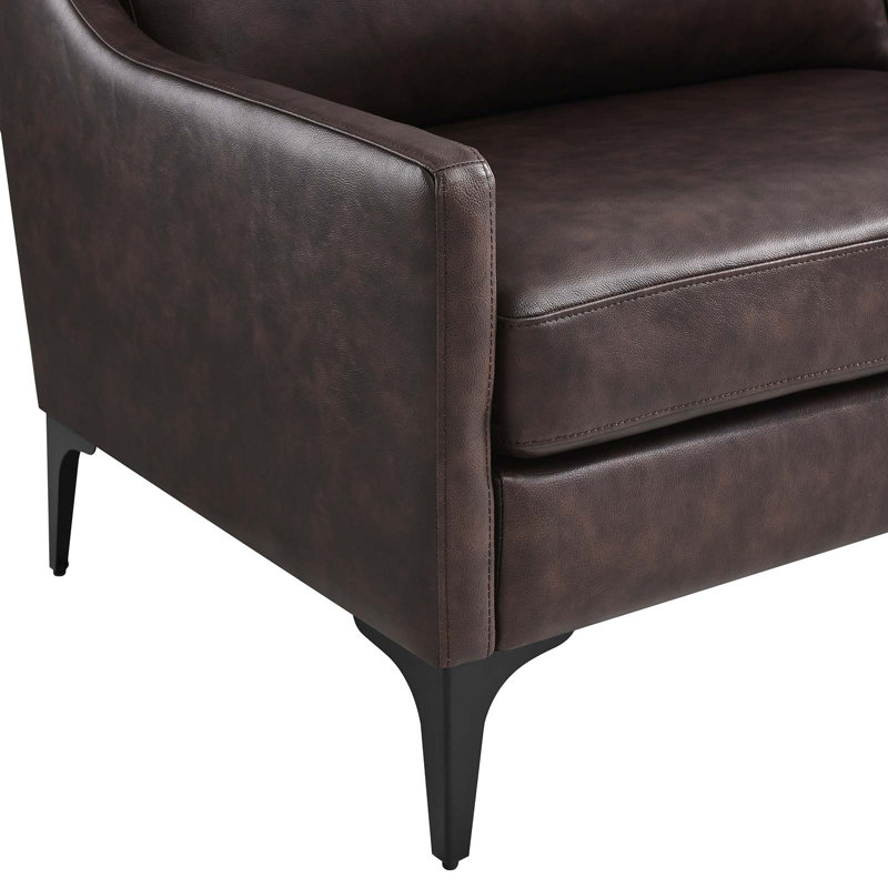 Modway Corland Leather Sofa, Brown Faux Leather