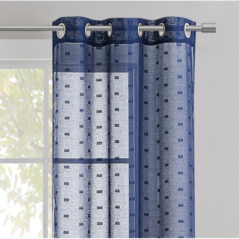 Gracieuse Semi Sheer Curtain Pair, Navy