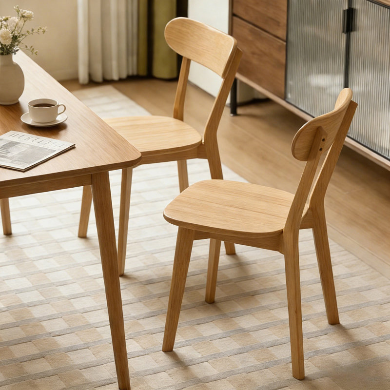 Ensemble de 2 chaises de salle à manger en bois massif, Bois