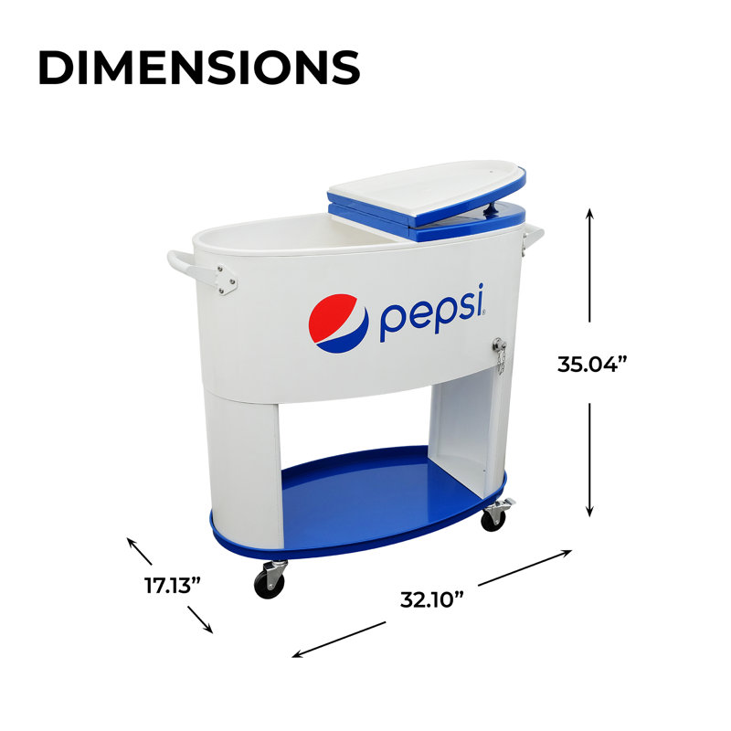 Glacière extérieure pour patio à roulettes 80 qt Pepsi, Blanc