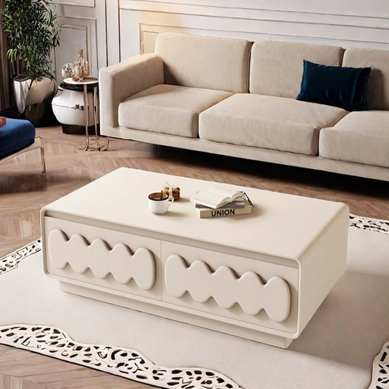 Table basse simple au design créatif, H 16,92 po x L 47,24 po x l 23,62 po, Blanc