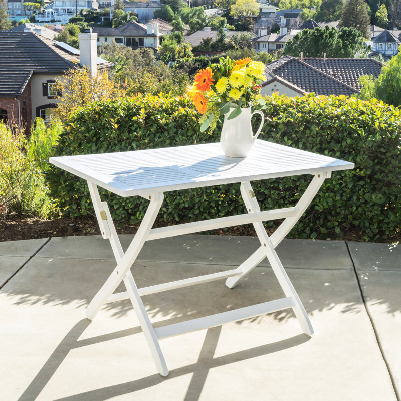 Table d'extérieur 43,5 po - pliante, pliante en bois résistant aux intempéries pour les repas