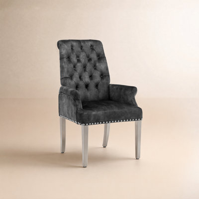 Upholstered Tufted Arm Dining Chairs