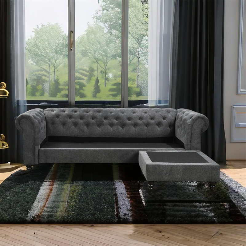 Clarcona Upholstered L-Shaped Sectional Reversible, Gray 100% Polyester