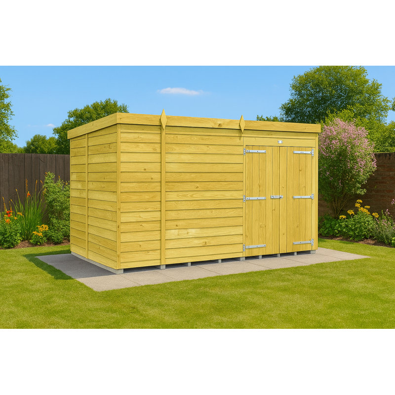 10ft x 6ft Pent Shed - Double Door without Windows