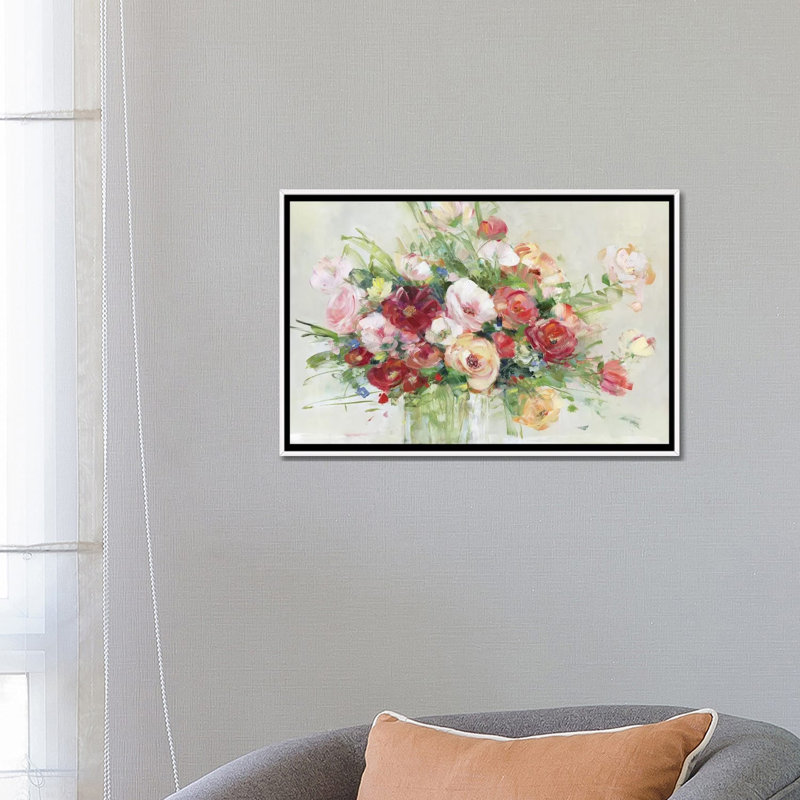 Just Peachy par Sally Swatland - reproduction d'art, Pas de tapis, H 18 po x l 26 po x P 1,5 po, Toile blanche encadrée