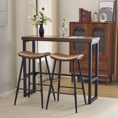 47.24in Modern Counter Height Bar Table and Chairs Set with 2 Stools for Kitchen Dining Table by 17 Stories