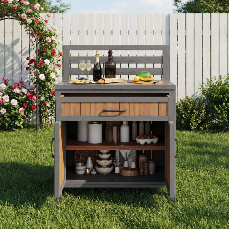 Weatherproof Storage Shed With Large Work Surface & Drawer