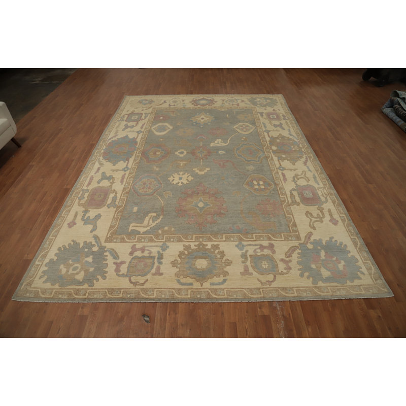Tapis gris en laine Oushak 10x14