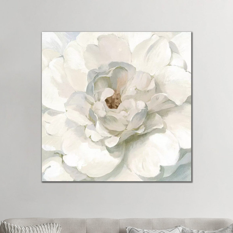 Neutre pivoine par Danhui Nai - impression, H 12 po x l 12 po x P 0,75 po, Toile tendue, Pas de tapis