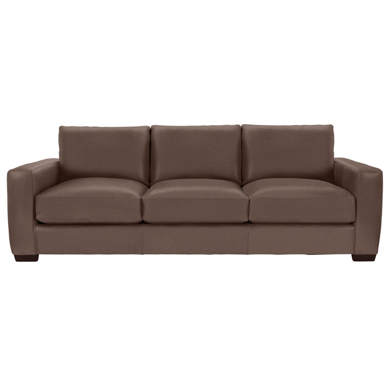 Dawkins 94'' Genuine Leather Square Arm Sofa, Mocha, Light Grey Leather 202-010