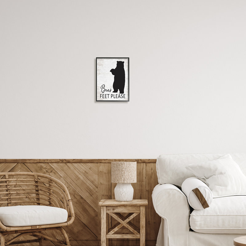 Pieds d'ours enlever les chaussures, Giclée encadrée noir minuit, H 14 po x l 11 po x P 1,5 po