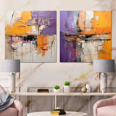 "Collage géométrique gris beige", 2 pièces