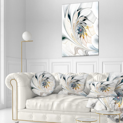 Art floral en verre coloré blanc - Grand art mural à motif floral sur toile