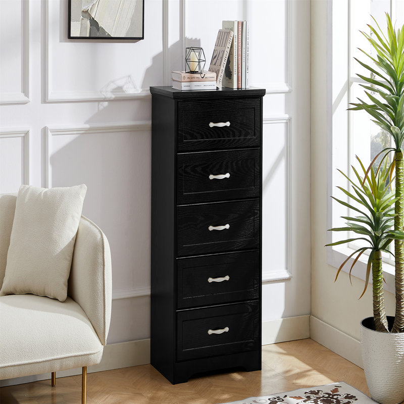 Commode 5 tiroirs, commode avec tiroirs, rangement pour vêtements Modern, Noir, noir, noir, noir