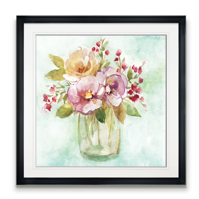 " Summer Pansy ", 24" H x 24" W x 1.5" D, Black Framed