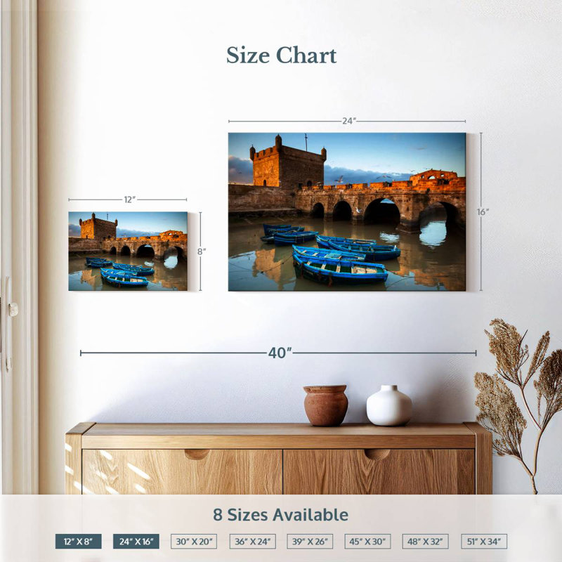 Mehar Blue Essaouira Boats, 16" H x 24" W