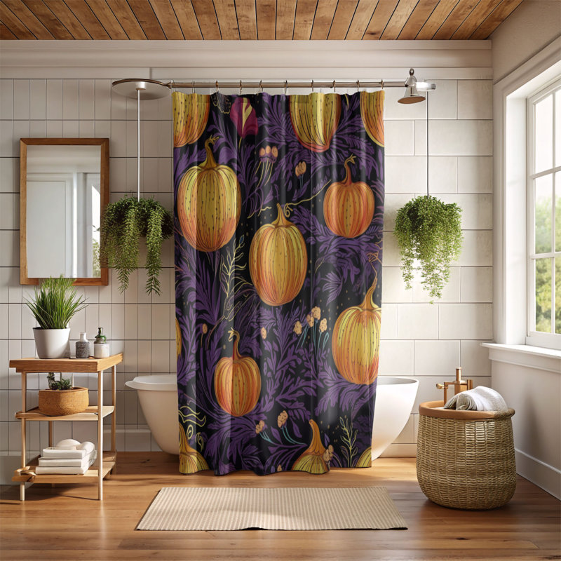 Rustic Embroidery - 1 Piece Standard Shower Curtain, 74'' H x 71'' W