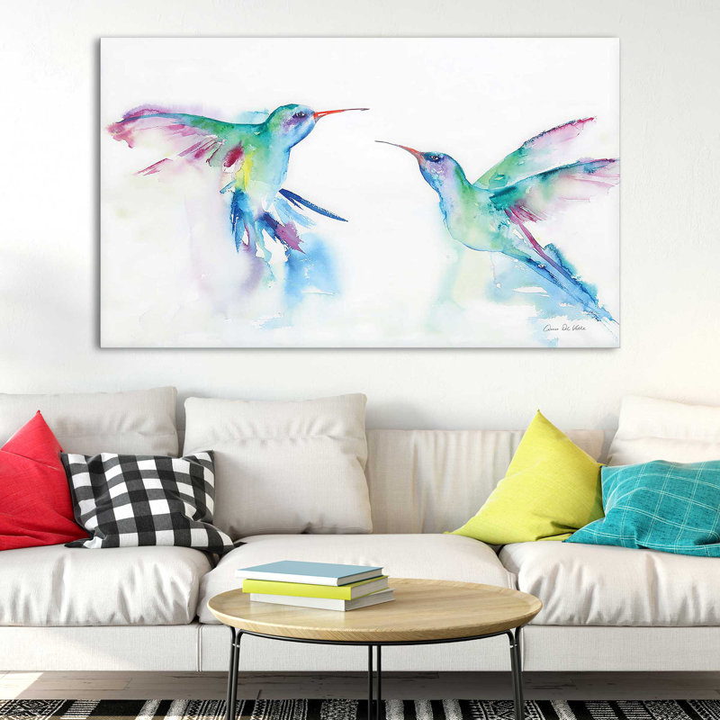 Hummingbirds I par Aimee Del Valley - Peinture, H 24 po x l 40 po x P 1,5 po, Toile tendue