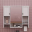 Armoire de salle de bain murale contemporaine 35 po x 28 po avec miroir, unité de rangement peu encombrante avec porte-serviettes intégré-1112573074