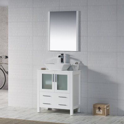 Mance 30.125'' Single Bathroom Vanity with Ceramic Top