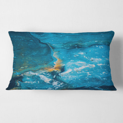 Abstract Marble Composition In Blue I Abstract Lumbar Pillow