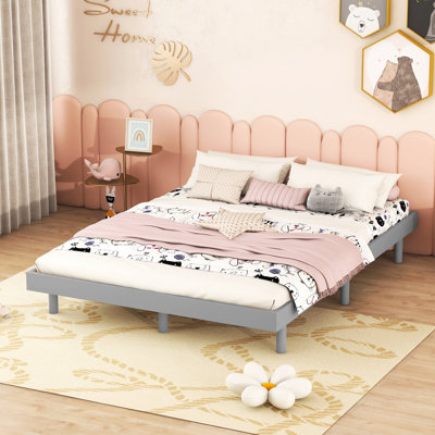 Grey Floating Bed With A Modern And Elegant Design - Stylish Particle Board, Rubberwood, Plywood Construction
