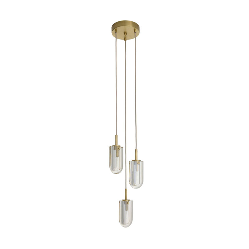 Javier Multi-Port Chandelier, Champagne, Antique Brass, 3 Lights