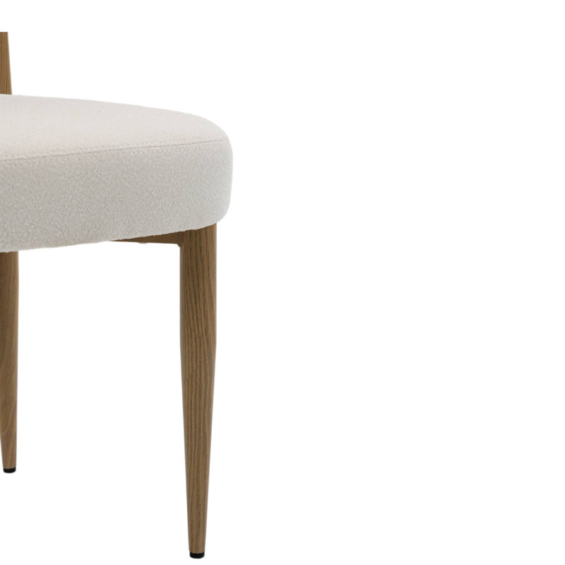 Chaise de salle à manger rembourrée moderne avec dossier incurvé, siège rembourré et pieds en métal (ensemble de 2), Lin