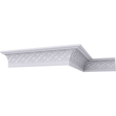 Endurathane Brightton Crown Moulding, 4 5/8"H x 4 5/8"P x 6 1/2"F x 94 1/2"L, Factory Primed