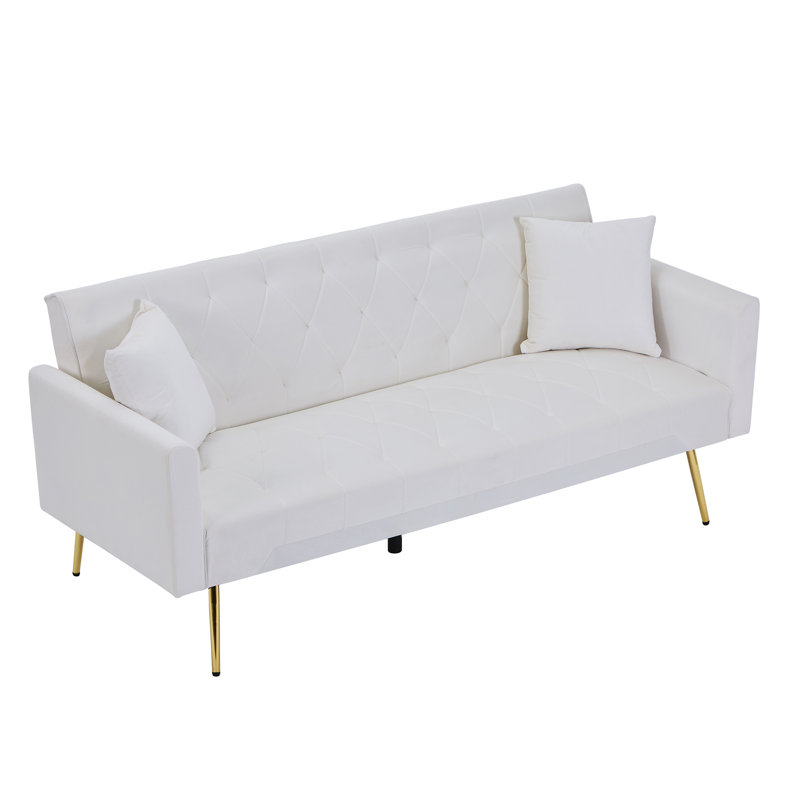 Talmadge Twin 72'' Velvet Convertible Sofa, Beige