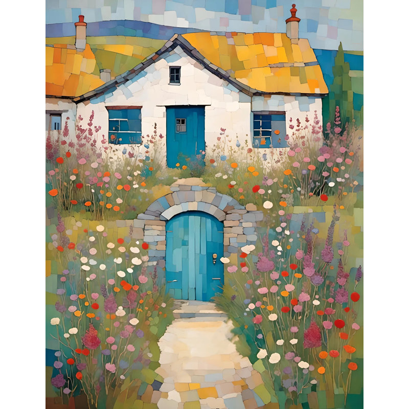 Secret Garden Cottage - Art mural sur toile tendue, H 24 po x l 20 po x P 1,5 po