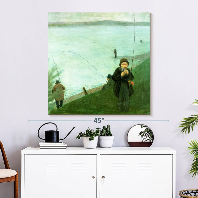 Pêcheurs sur le Rhin, H 33 po x l 33 po