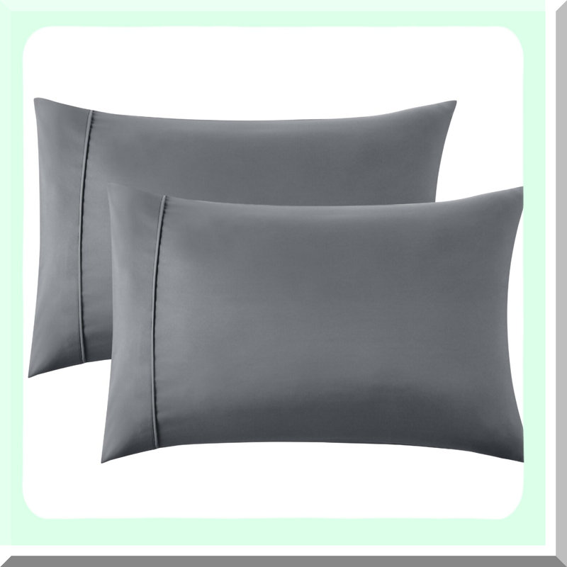CozyDreams Dark Grey Pillowcase Set - Super Soft Microfiber Queen Pillow Cases 2 Pack, Envelop Closure, 20x30 Inches - Gray Bedding Cover