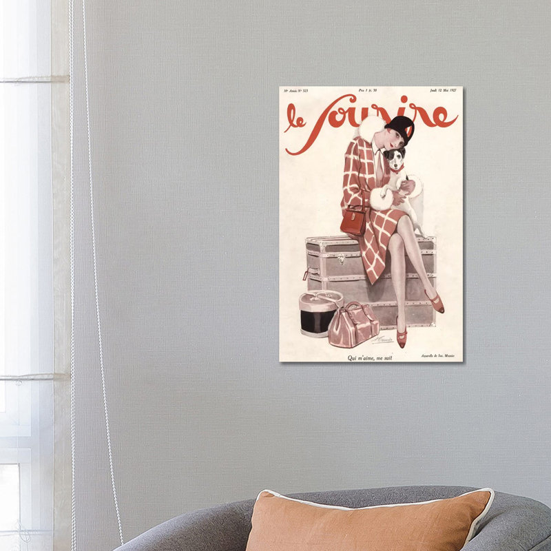 1920s Le Sourire Magazine Cover - Print on Canvas, 30.48cm H x 20.32cm W x 1.91cm D, Wrapped Canvas