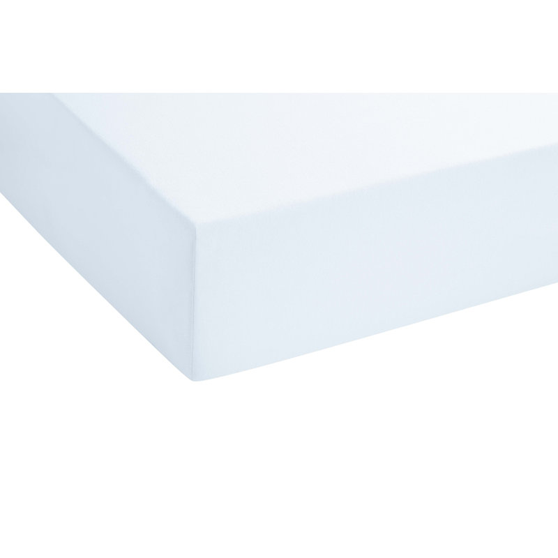 Cotton Blend Jersey Knit Fitted Sheet, 90-100 x 190-220 cm, Sky blue