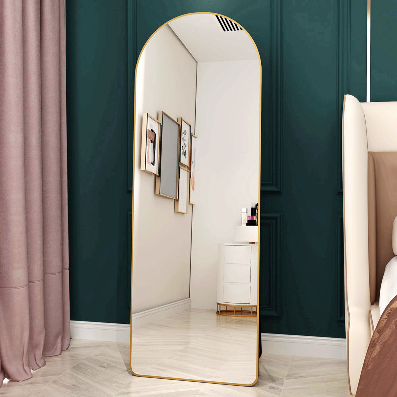 Miroir mural arqué en alliage d'aluminium de qualité supérieure pour la salle de bain, la chambre à coucher et le magasin de vêtements, avec une qualité améliorée et un assemblage facile.