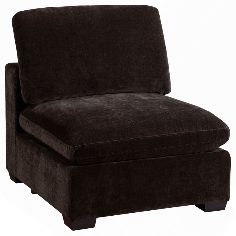 Chaise sans accoudoirs rembourrée chocolat foncé