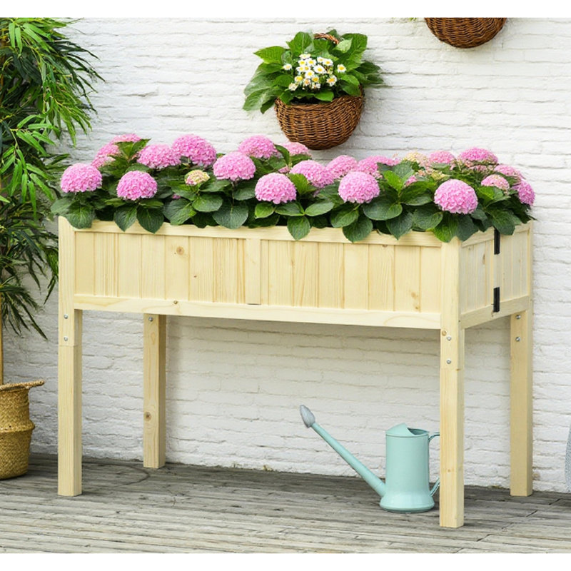 Lit surélevé de jardin, pot de fleurs surélevé de style classique, bois de sapin pliable, 45,25 po x 22 po 30 po, charge de 88 lb, idéal pour les bacs à fleurs pour patio, L, l, H 30 po, capacité, grand extérieur