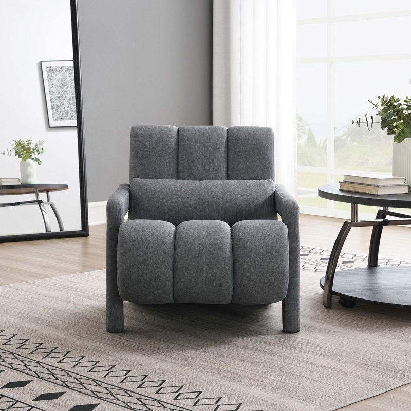 Chaise d'appoint moderne rembourrée, tissu en lin confortable avec coussin, lin