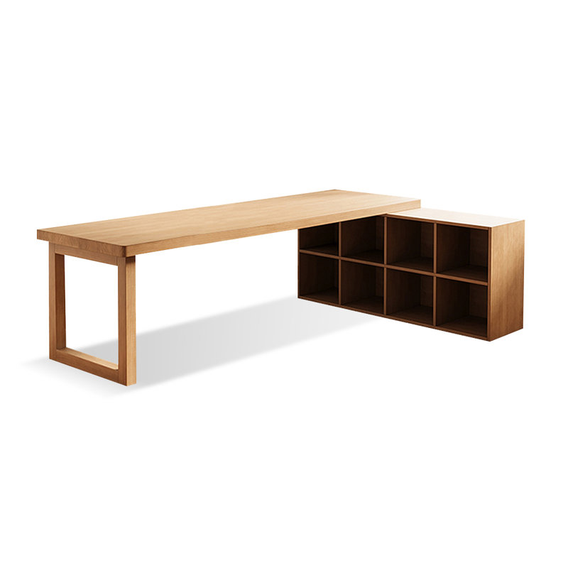 Burlywood L-Shaped Solid Wood desk, Right Hand Return, 29.53" H x 94.49" W x 55.12" D