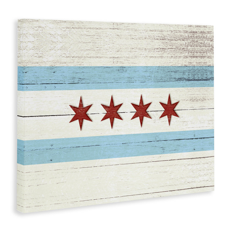 «Chicago Flag Distress Wood Look», impression, 30" H x 40" W