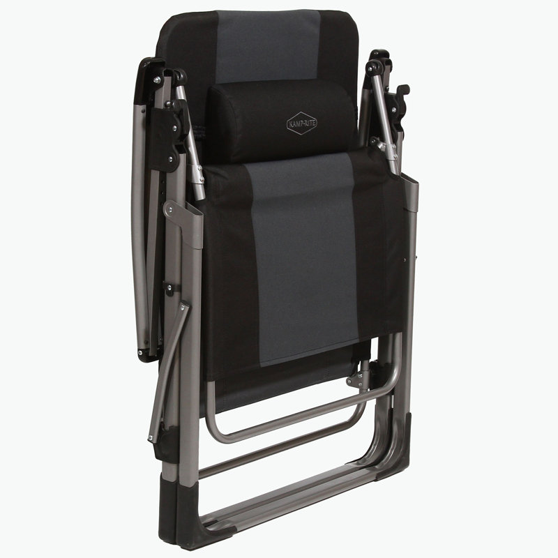 Kamp-Rite Outdoor Folding Reclining Zero Gravity Chair w/ Headrest Pillow, Black