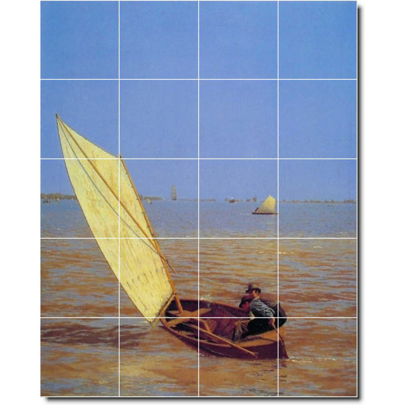 Carreau de peinture murale 32 po x 40 po 8 po x 8 po, Bord de l'eau 02972