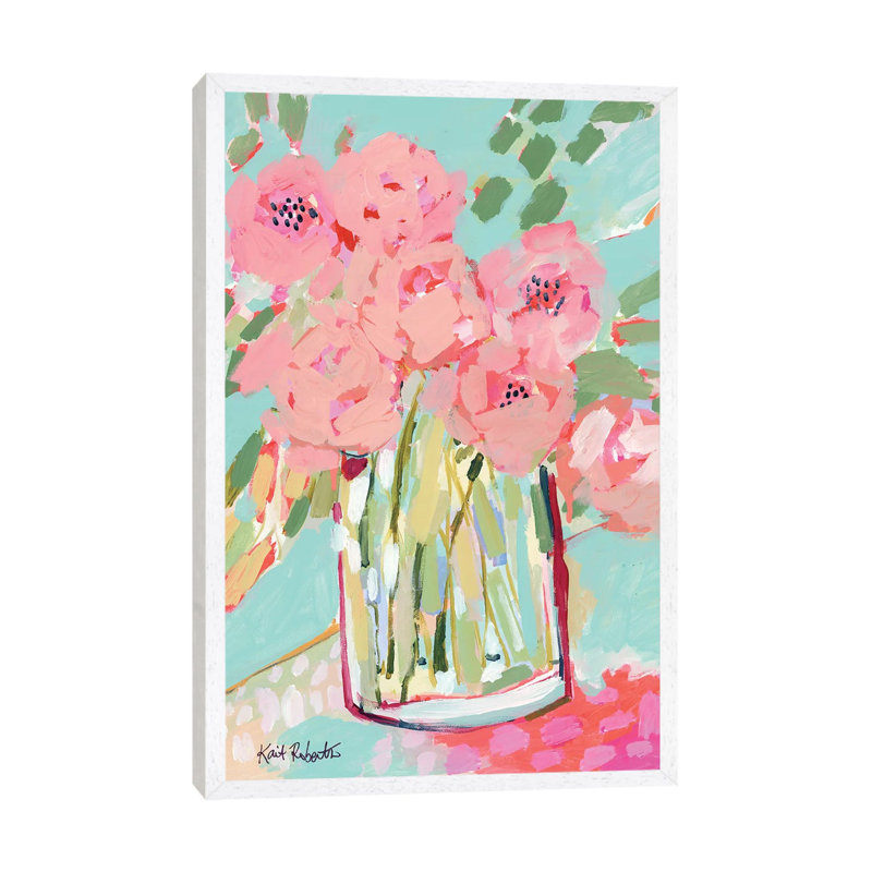 Hot Pink Summer by Kait Roberts - Painting on Canvas, White Framed, 101.6cm H x 66.04cm W x 3.81cm D