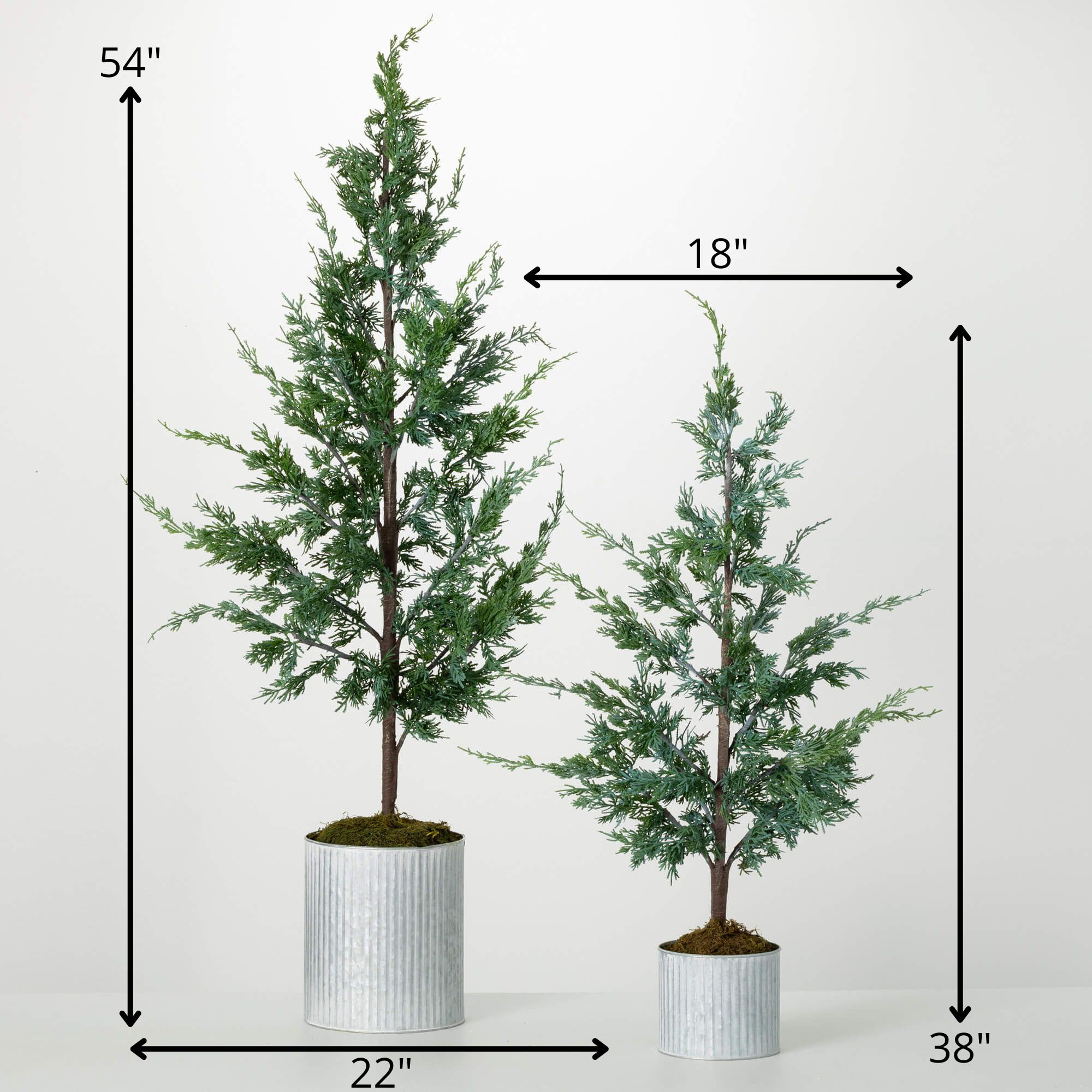 38" & 54" Artificial Christmas Potted Cypress Tree Set of 2, Green
